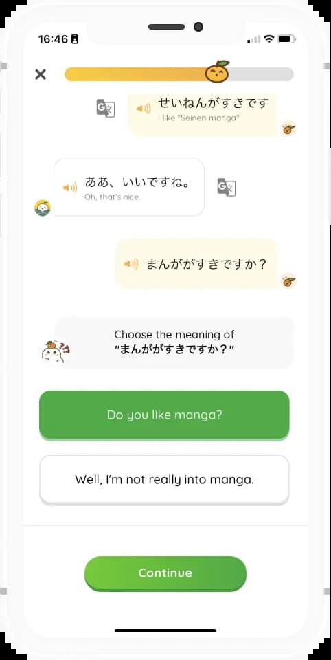 Practice Japanese conversation with Mochi and Michi